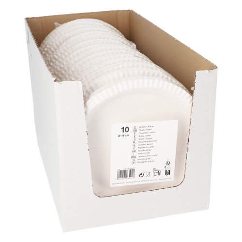 15 x 10 Schalen, Pappe rund Ø 19 cm · 2,4 cm weiss