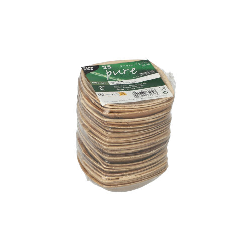 4 x 25 Schalen Palmblatt "pure" 50 ml 2,5 cm x 9 cm x 9 cm natur "QUADRATO"