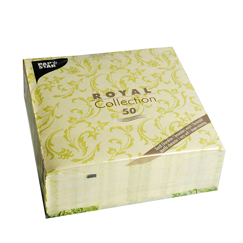 5 x 50 Servietten "ROYAL Collection" 1/4-Falz 40 cm x 40 cm limonengrün "Damascato"
