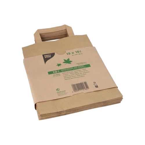 20 x 15 Kompostbeutel aus Papier mit Henkel 10 l 28 cm x 22 cm x 14 cm braun "bedruckt"