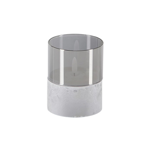 6 x LED-Kerze Ø 8 cm · 10 cm grau "Gracia" klein
