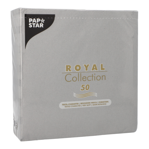 5 x 50 Servietten "ROYAL Collection" 1/4-Falz 40 cm x 40 cm steingrau