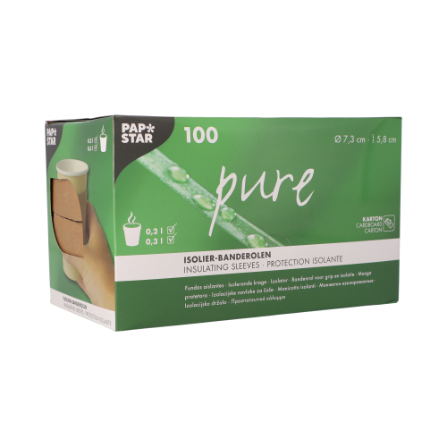 27 x 100 Banderolen für Heißgetränkebecher "pure" Ø 7,3 cm · 5,8 cm braun