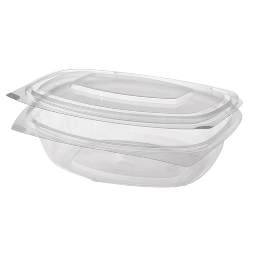 4 x 50 Feinkost- und Salatschalen mit Klappdeckeln, PLA "pure" 1 l 7,6 cm x 20,5 cm x 16,8 cm glaskl