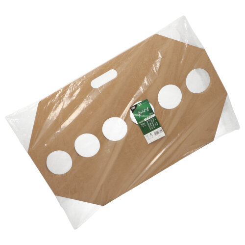 5 x 30 Tragetabletts, Pappe "pure" 12 cm x 9,5 cm x 62 cm braun für 6 Trinkbecher
