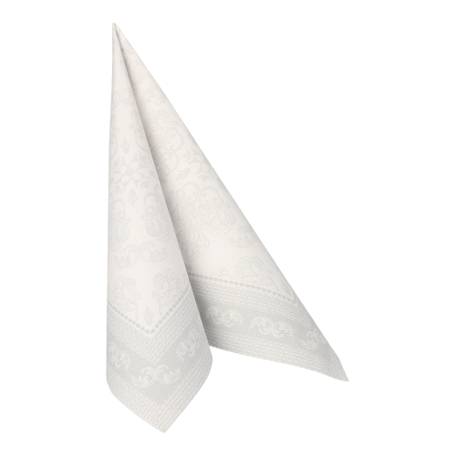 5 x 50 Servietten "ROYAL Collection" 1/4-Falz 40 cm x 40 cm weiss "Arabesque"
