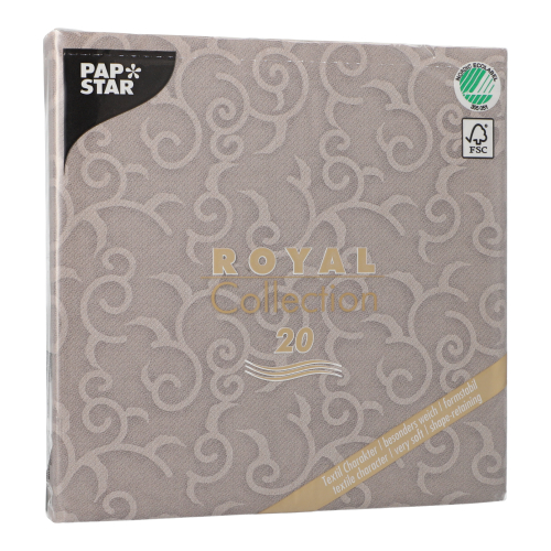 8 x 20 Servietten "ROYAL Collection" 1/4-Falz 40 cm x 40 cm grau "Casali"