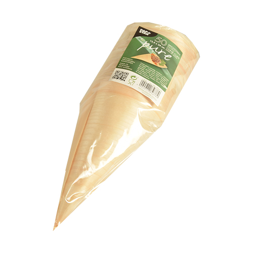 10 x 50 Fingerfood - Spitztüten, Holz "pure" Ø 12,5 cm · 24 cm
