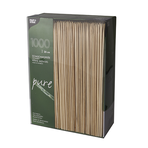 6 x 1000 Schaschlikspieße, Bambus "pure" Ø 3 mm · 20 cm