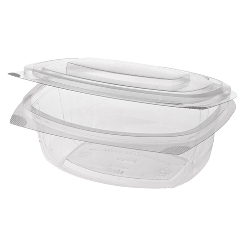4 x 50 Feinkost- und Salatschalen mit Klappdeckeln, PLA "pure" 750 ml 6,6 cm x 20,5 cm x 16,8 cm gla