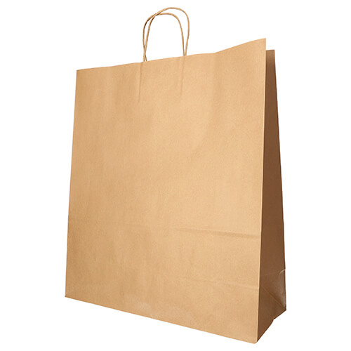10 x 25 Tragetaschen, Papier 41 cm x 35 cm x 14 cm braun mit gedrehtem Tragegriff