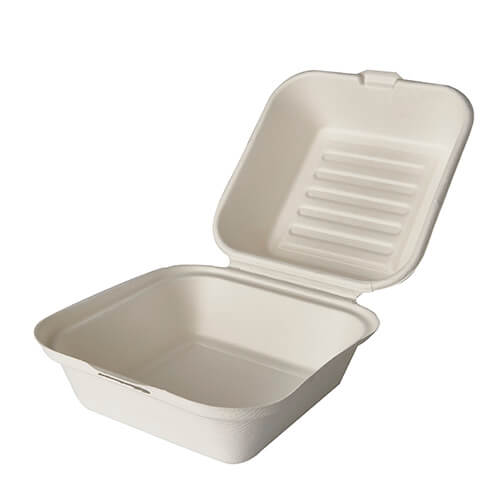Hamburger-Boxen, Zuckerrohr 8 cm x 14 cm x 15 cm weiss