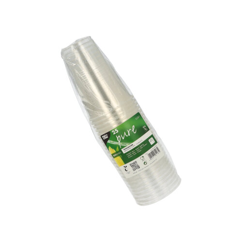 15 x 25 Einwegbecher, PLA "pure" 0,25 l Ø 7,8 cm · 11 cm glasklar mit Schaumrand