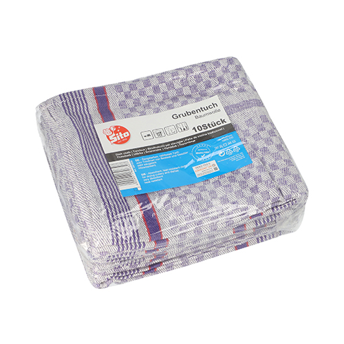 10 x 10 Geschirrtücher 90 cm x 45 cm weiß/violett Grubentuch
