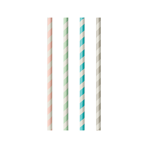 10 x 100 Trinkhalme, Papier Ø 6 mm · 20 cm farbig sortiert "Stripes"