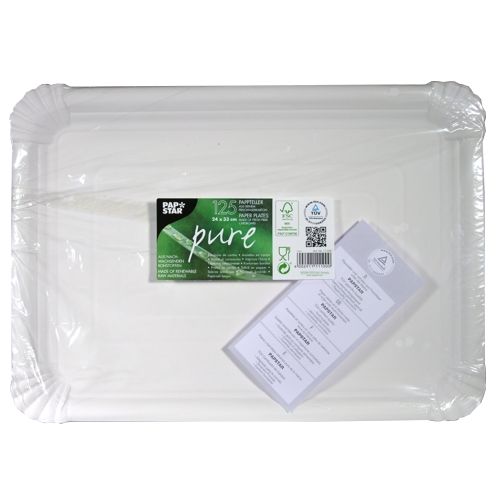 2 x 125 Pappteller "pure" eckig 24 cm x 33 cm weiss