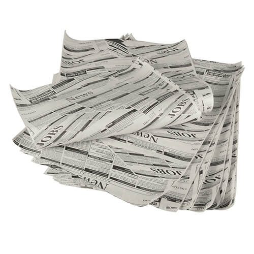 6 x Einschlagpapiere, Pergament-Ersatz 35 cm x 25 cm "Newsprint" fettdicht (1 kg)