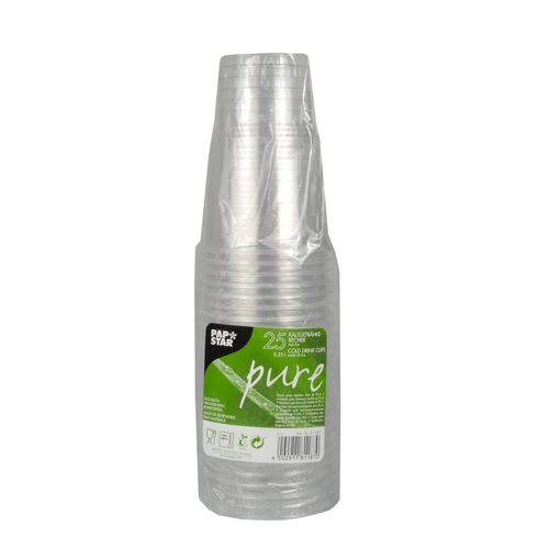 15 x 25 Einwegbecher, PLA "pure" 0,25 l Ø 7,8 cm · 11 cm glasklar mit Schaumrand