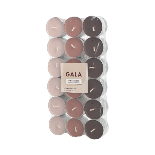 8 x 36 "GALA" Duftlichte Ø 3,8 cm · 1,7 cm elfenbein - Sandelholz "Ton in Ton"
