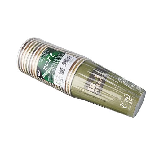 10 x 20 Kaffeebecher to Go, Pappe 0,4 l Ø 9 cm · 13,9 cm braun "Pure Joy"