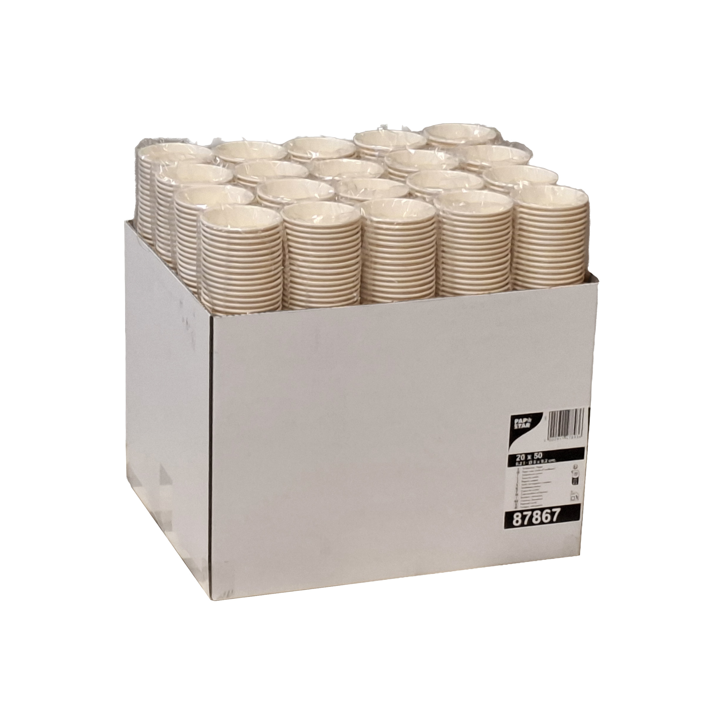 20 x 50 Kaffeebecher to Go, Pappe 0,2 l Ø 8 cm · 9,2 cm creme "Pure Joy"