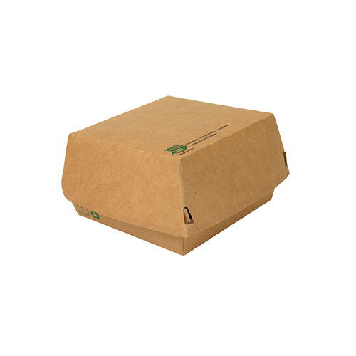 4 x 80 Burgerboxen, Pappe 7 cm x 12,5 cm x 12,5 cm braun "100% Fair" groß
