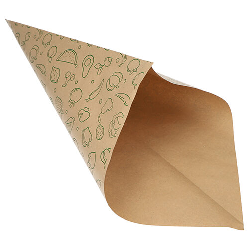 1 x 1000 Spitztüten, Kraftpapier 52,5 cm x 37 cm x 37 cm braun "Fruits & Vegs" Füllinhalt 1500 g
