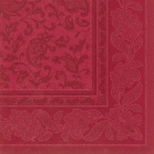 5 x 50 Servietten "ROYAL Collection" 1/4-Falz 40 cm x 40 cm bordeaux "Ornaments"