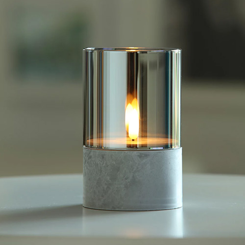 6 x LED-Kerze Ø 8 cm · 10 cm grau "Gracia" klein