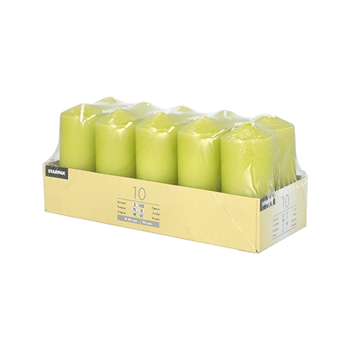 4 x 10 Stumpenkerzen Ø 40 mm · 90 mm kiwi