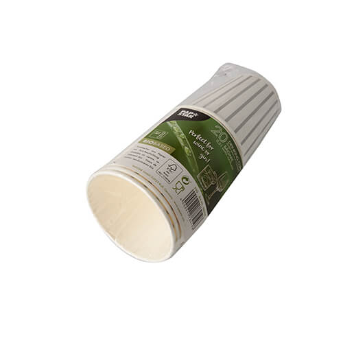 20 x 20 Trinkbecher, Pappe 0,2 l Ø 8 cm · 9,1 cm grau/silber "Wine / Gin Tonic"