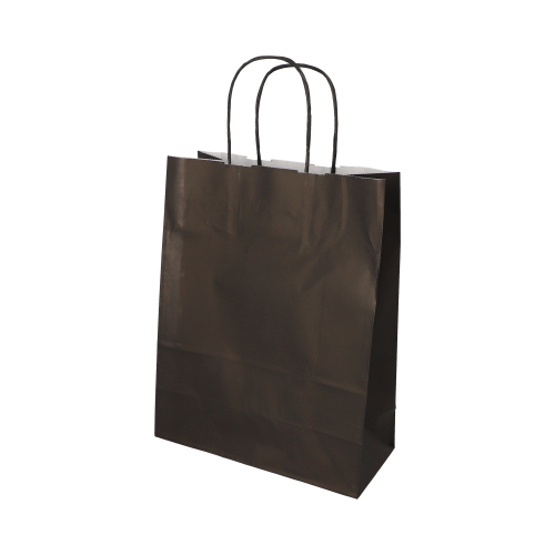 10 x 25 Tragetaschen, Papier 28 cm x 22 cm x 10 cm schwarz mit gedrehtem Tragegriff