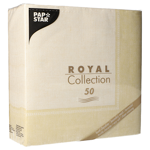 5 x 50 Servietten "ROYAL Collection" 1/4-Falz 40 cm x 40 cm champagner "Linum"