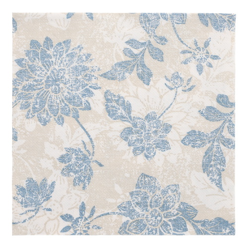 8 x 20 Servietten "ROYAL Collection" 1/4-Falz 40 cm x 40 cm arktikblau "Flowers"