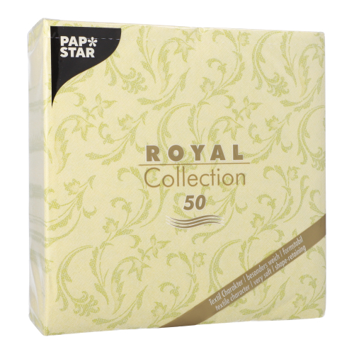 5 x 50 Servietten "ROYAL Collection" 1/4-Falz 40 cm x 40 cm limonengrün "Damascato"