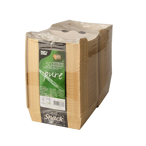 8 x 50 Burgerboxen, Pappe "pure" 7 cm x 12,5 cm x 12,5 cm "Good Food" groß