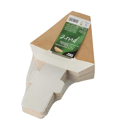 10 x 50 Sandwichboxen, Pappe mit Sichtfenster aus PLA 12,3 cm x 12,3 cm x 5,2 cm braun