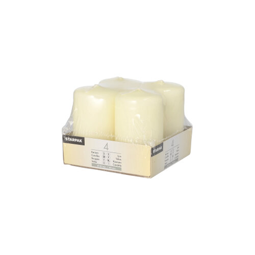 6 x 4 Stumpenkerzen Ø 50 mm · 80 mm elfenbein "Ivory" mit Flachkopf