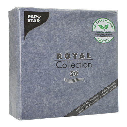 5 x 50 Servietten "ROYAL Collection" 1/4-Falz 40 cm x 40 cm dunkelblau in Papierverpackung