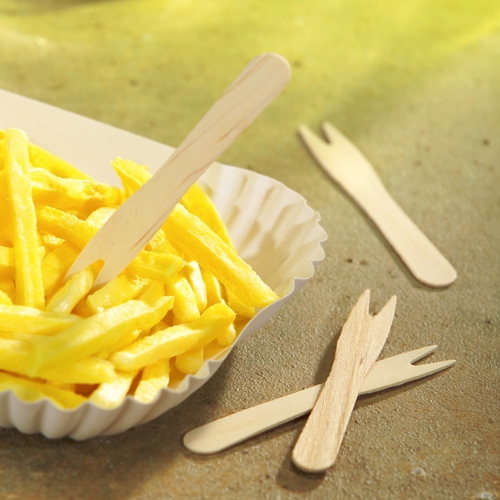 20 x 50 Pommes-Frites-Gabeln, Holz "pure" 8,5 cm