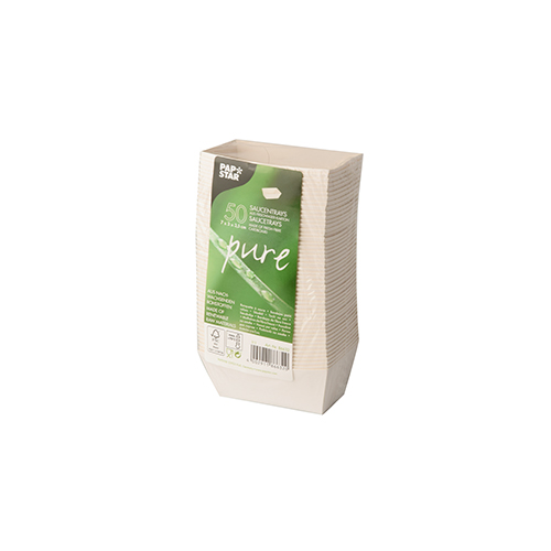 14 x 50 Saucentrays, Pappe "pure" 3,5 cm x 3 cm x 7 cm weiss "Good Food"
