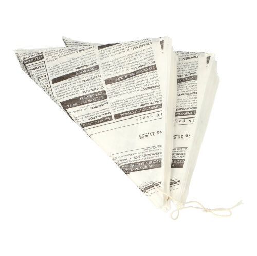 1 x 1000 Spitztüten, Pergament-Ersatz 32,5 cm x 23 cm x 23 cm "Newsprint" Füllinhalt 250 g, fettdich