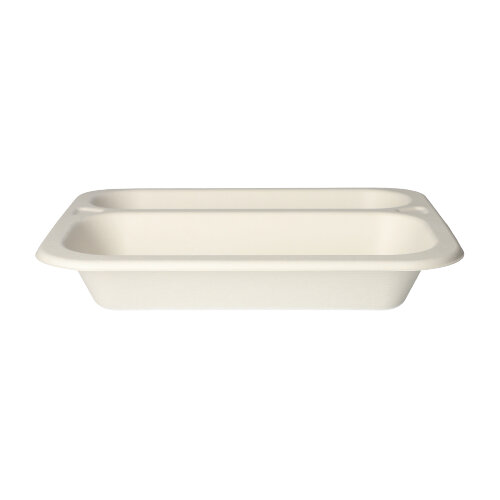 6 x 100 Siegelschalen, Zuckerrohr 2-geteilt 975 ml 4,2 cm x 21,2 cm x 25 cm weiss
