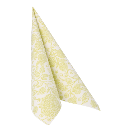 5 x 50 Servietten "ROYAL Collection" 1/4-Falz 40 cm x 40 cm limonengrün "Paisley"