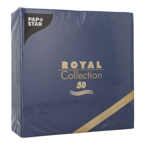 5 x 50 Servietten "ROYAL Collection" 1/4-Falz 40 cm x 40 cm dunkelblau