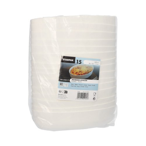 4 x 15 Mehrweg-Schalen oval 1600 ml 6 cm x 16,5 cm x 26 cm weiss "Cella"