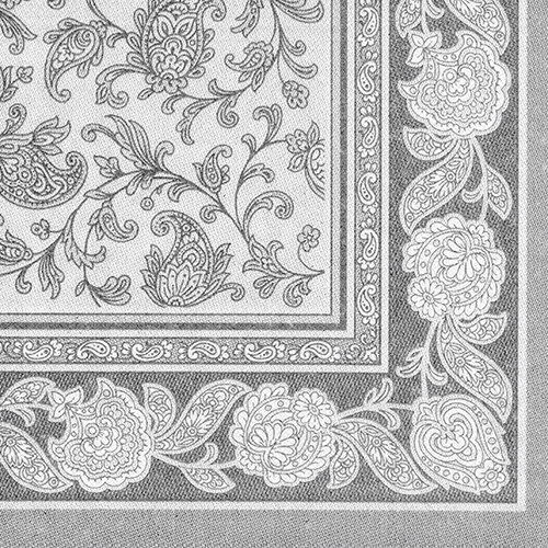 5 x 50 Servietten "ROYAL Collection" 1/4-Falz 40 cm x 40 cm grau "Ornaments"