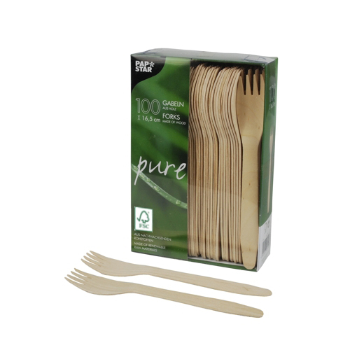 10 x 100 Gabeln, FSC® Holz "pure" 16,5 cm