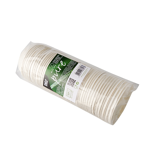 20 x 50 Dom-Deckel, Zuckerrohr "pure" rund Ø 9 cm · 2,5 cm weiss
