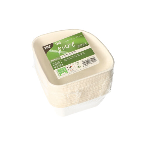 8 x 24 Schalen, Zuckerrohr "pure" 5,5 cm x 12,8 cm x 12,8 cm weiss "Belle Vie, Ligne Carrée"